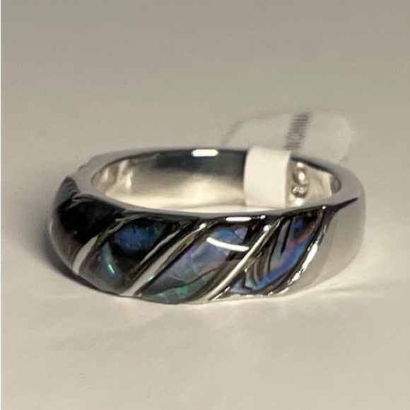 NEW Silver and Blue Spiral Inlay Ring - Picture 3 of 5